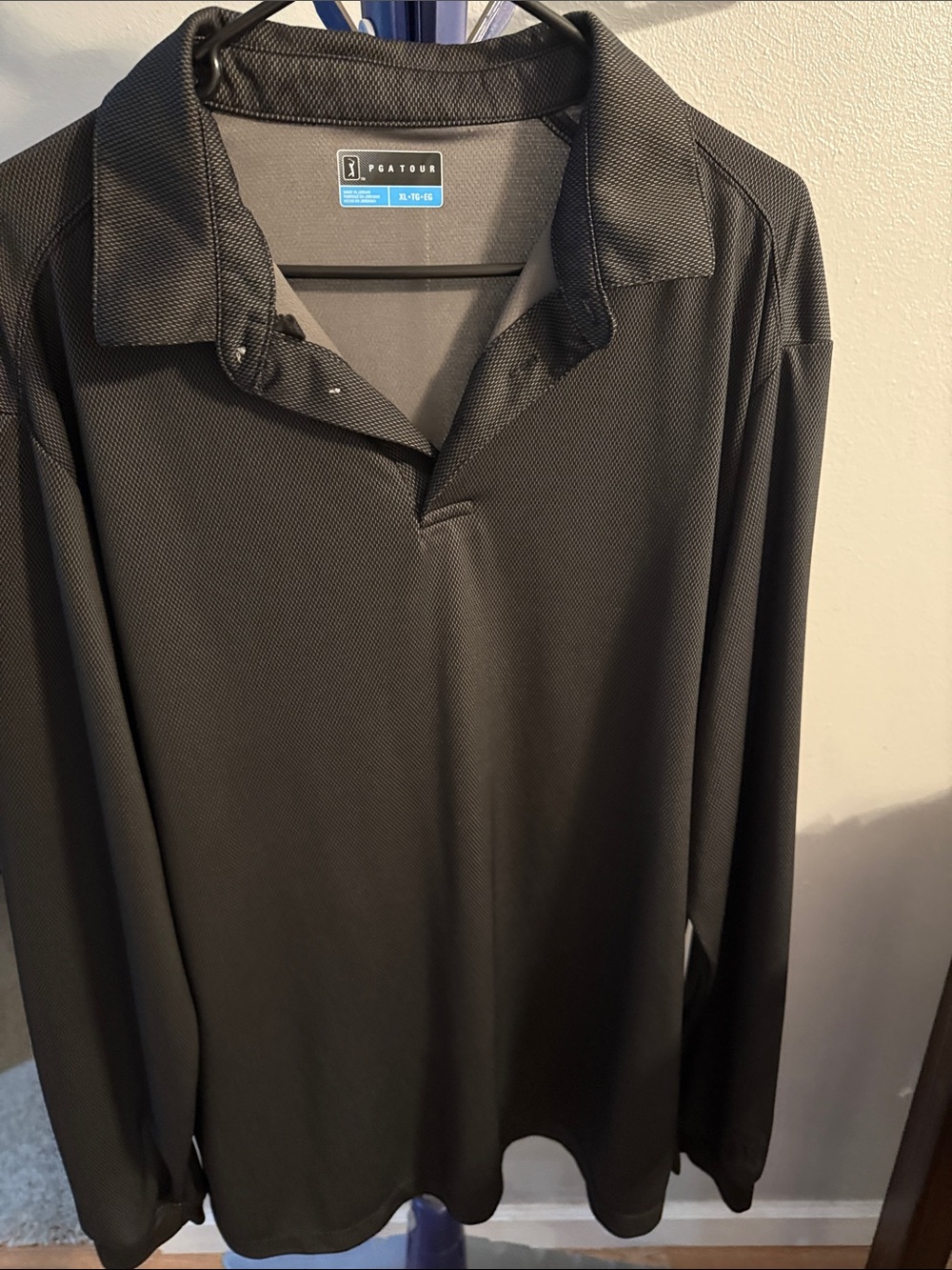 PGA Tour Long Sleeve Polo in Black
